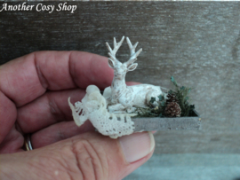 Dollhouse miniature decoration  deer on tray one inch scale