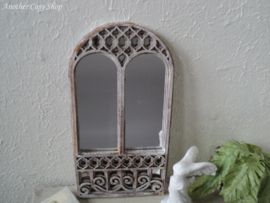 Dollhouse miniature cathedral style white mirror in 1" scale