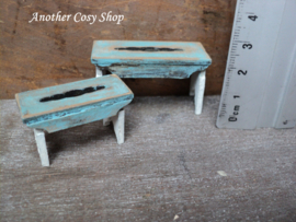 Dollhouse miniature set of small stools in 1"scale