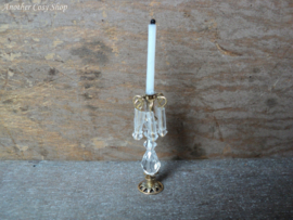 Dollhouse miniature tall candlestick with crystals in 1" scale