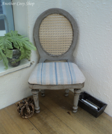 Dollhouse miniature chair with webbing back in French style in 1"scale