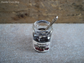Dollhouse miniature glass jam jar with spoon in 1" scale