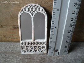 Dollhouse miniature cathedral style white mirror in 1" scale