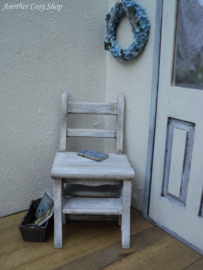 Dollhouse miniature library chair ladder in 1" scale