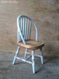 Dollhouse miniature stick back chair blue in 1"  scale