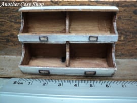 Dollhouse miniature four compartment cabinet in 1"scale