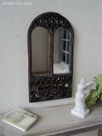 Dollhouse miniature cathedral style stained mirror in 1" scale