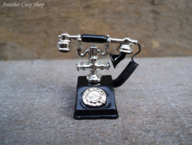 Dollhouse miniature antique telephone black 1" scale