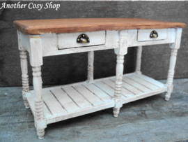 Dollhouse miniature work table with drawers in 1" scale