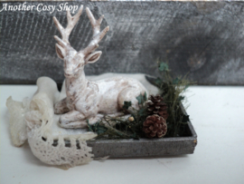 Dollhouse miniature decoration  deer on tray one inch scale