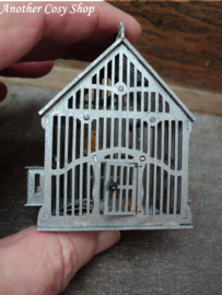Dollhouse miniature bird cage with birds in one inch scale