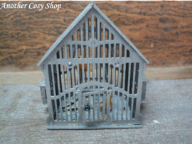 Poppenhuis miniatuur vogelkooi met vogels schaal 1:12