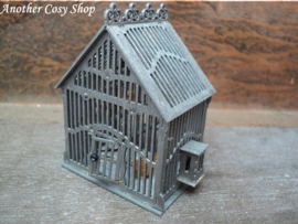 Dollhouse miniature bird cage with birds in one inch scale
