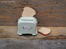 Poppenhuis miniatuur broodrooster met toast schaal !;12