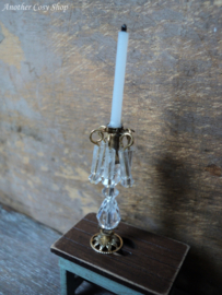 Dollhouse miniature tall candlestick with crystals in 1" scale