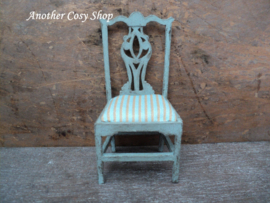 Dollhouse miniature chair striped upholstery in 1" scale