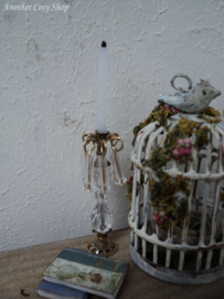 Dollhouse miniature tall candlestick with crystals in 1" scale