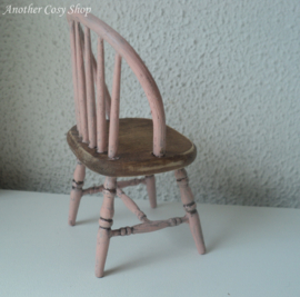 Dollhouse miniature stick back  chair pink 1"scale