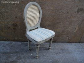 Dollhouse miniature chair with webbing back in French style in 1"scale