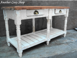 Dollhouse miniature work table with drawers in 1" scale