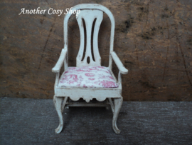 Dollhouse miniature armchair French red fabric 1"scale