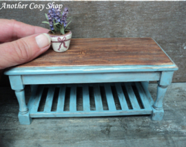 Dollhouse miniature work table blue in 1" scale