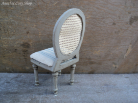 Dollhouse miniature chair with webbing back in French style in 1"scale