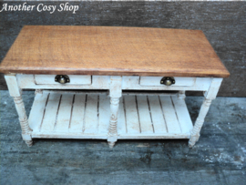 Dollhouse miniature work table with drawers in 1" scale