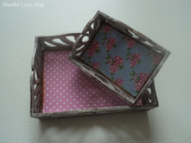 Dollhouse miniature set of serving trays in 1" scale