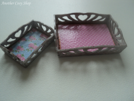 Dollhouse miniature set of serving trays in 1" scale