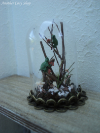 Dollhouse miniature glass dome with frogs decoration 1" scale