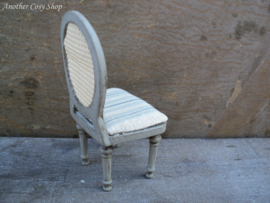 Dollhouse miniature chair with webbing back in French style in 1"scale