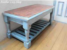 Dollhouse miniature work table blue in 1" scale