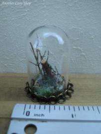 Dollhouse miniature glass dome with gecko decoration 1" scale