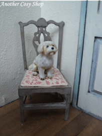 Dollhouse miniature Maltese dog in 1" scale