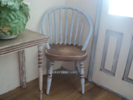 Dollhouse miniature stick back chair blue in 1"  scale