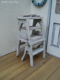 Dollhouse miniature library chair ladder in 1" scale