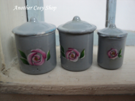 Dollhouse miniature storage canisters gray in 1" scale