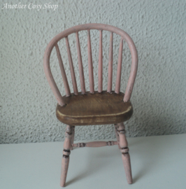 Dollhouse miniature stick back  chair pink 1"scale