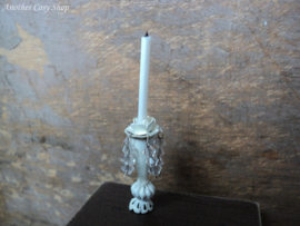 Poppenhuis miniatuur kandelaar met kristal schaal 1:12