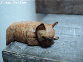 Poppenhuis miniatuur Franse bulldog schaal 1:12