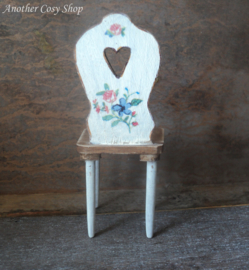 Dollhouse miniature chair with cutout heart 1"scale