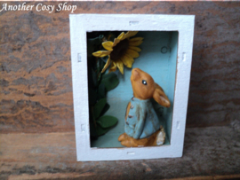 Dollhouse miniature shadow box with rabbit in 1" scale