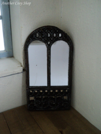 Dollhouse miniature cathedral style stained mirror in 1" scale