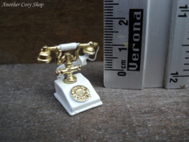 Puppenhaus Miniatur altmodisches weißes Telefon im Maßstab 1:12