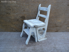 Dollhouse miniature library chair ladder in 1" scale