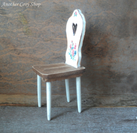 Dollhouse miniature chair with cutout heart 1"scale