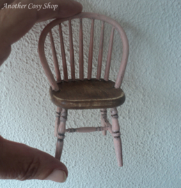 Dollhouse miniature stick back  chair pink 1"scale