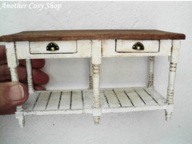 Dollhouse miniature work table with drawers in 1" scale