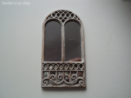 Dollhouse miniature cathedral style white mirror in 1" scale
